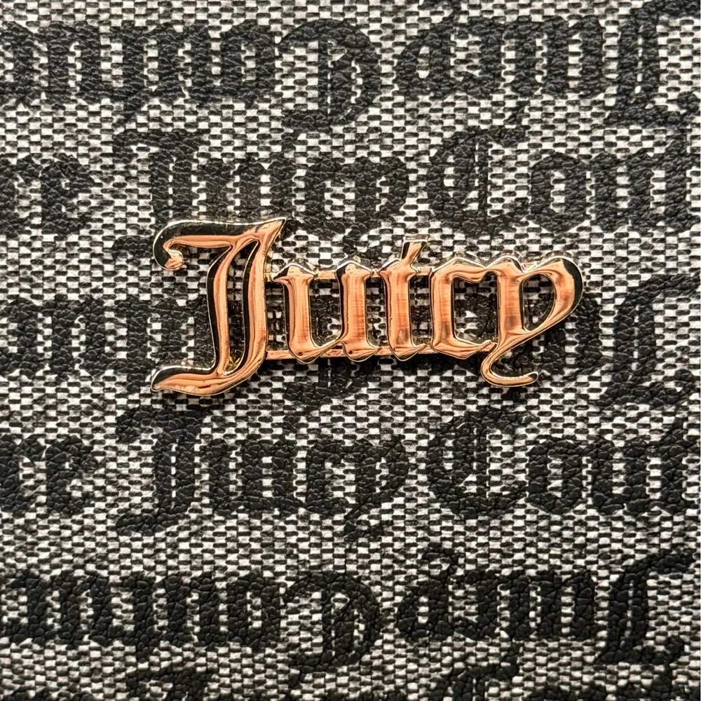 Juicy Couture Freshly Picked Backpack Black Beige Gothic Logo Strawberry Charm